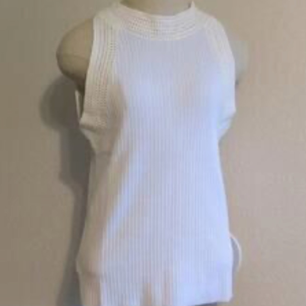 NWT Ann Taylor Women’s Crochet Trimmed Sweater Shell, Size Large, White - Picture 7 of 7